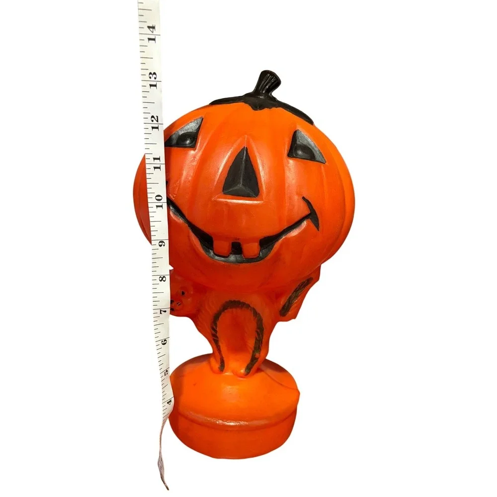 VTG Bayshore industries Halloween Blow Mold Pumpkin Jack O'Lantern Black Cat 13